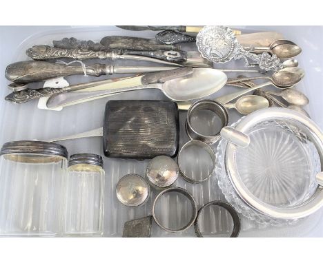 A Collection of Silver and Silver Plate; the silver includes seven teaspoons and two salts, two lidded mustard pots, one tabl