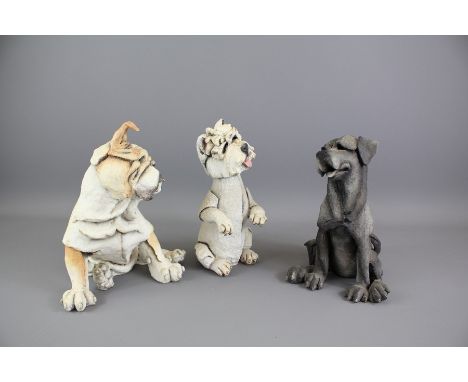 Three "Mutts" Ceramic Figures of Dogs; the first depicting "Faithful Labrador" nr 01901 approx 24 cms h, the second "Gorgeous
