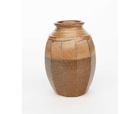 Richard Batterham (1936-2021)a salt-glazed stoneware cut-sided Lily jar,unsigned, incised 30,27.5cm. high ProvenanceThe Estat