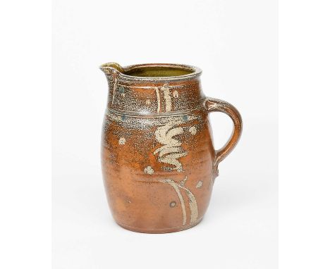 Φ Michael Casson (1925-2003)a large salt-glazed stoneware jug, swollen cylindrical form, simple brushed decorationimpressed s