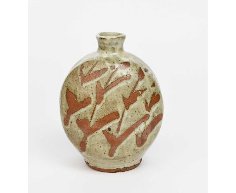 Φ Phil Rogers (1951-2020)a stoneware bottle vase, resist decorated with grass motif, under an ash glaze,impressed seal mark,2