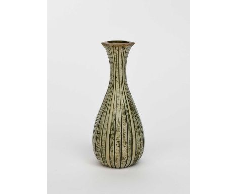 A Martin Brothers stoneware Gourd vase by Edwin and Walter Martin, dated 1903, swollen form rising to hexagonal rim, with ver