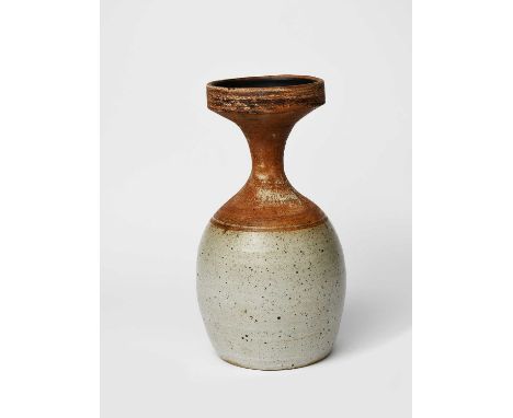 Φ Joanna Constantinidis (1927-2000)a tall stoneware vase, shouldered ovoid form with narrow cylindrical neck and flaring rim,