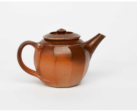 Richard Batterham (1936-2021)a small salt-glazed stoneware cut-sided teapot and cover,unsigned, incised W to base11.5cm. high