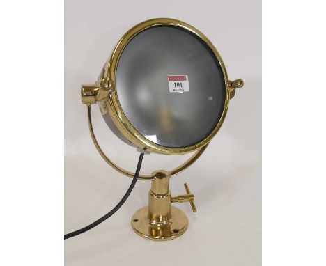 A 20th century brass wall mounted adjustable lamp, height 31cm