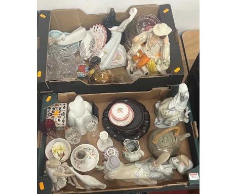 A collection of ceramics, to include a Lladro figure of a recumbent clown, studio pottery teapot, and a Staffordshire figure;