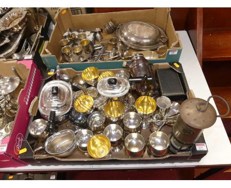 A collection of silver plated wares, to include a four piece tea and coffee service and a miner's lamp