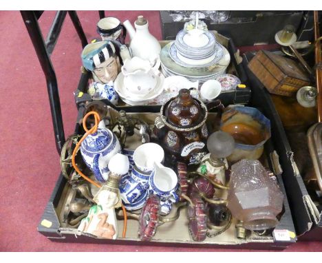 A collection of ceramics, to include a bargeware teapot (a/f), Doulton character jugs, and tablewares; together with various 