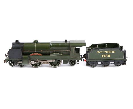 A Hornby 20V O gauge electric 4-4-2 tender locomotive ‘Lord Nelson’. In lined olive green livery. Together with a No2 Special