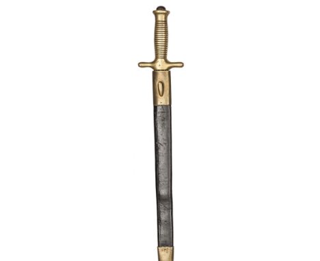 A continental sidearm, DE blade 17½”, with small crown/”GF” stamp at forte, brass cruciform hilt with plain rounded crossguar