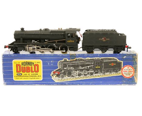 A Hornby Dublo 3-rail tender locomotive, BR class 8F 2-8-0 RN48094. (3224). In unlined black livery. Boxed, some wear with ta