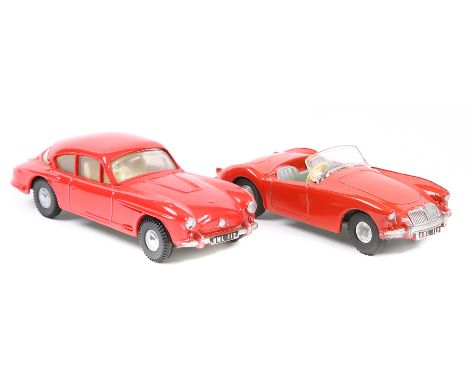 2 Spot-On Cars. Jensen 541 (112). In bright red with cream interior. Plus an MGA (104) in red with light grey seats, complete
