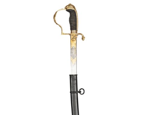 An Imperial German artillery officer’s sword,  plated pipe backed blade 32½”, DE at point, by Weyersberg, Kirschbaum Solingen