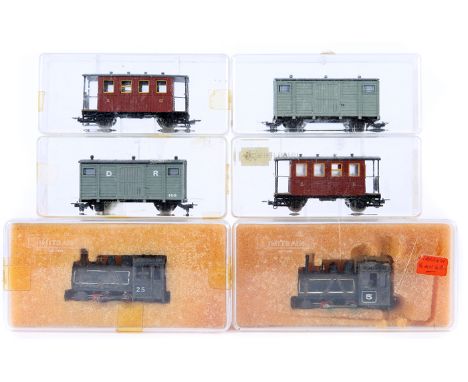 A small quantity of continental HO N scale model railway.  4 locomotives – 2 by Minitrains, 0-4-0 saddle tanks, RN5 and 25. P