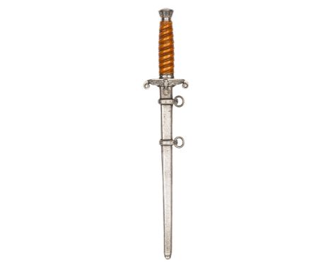 A Third Reich Army officer’s dagger,  by W.K.C Solingen, with orange grip and silver plated hilt and sheath, the crosspiece e