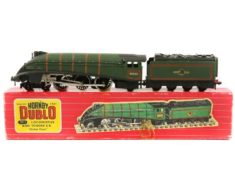 A Hornby Dublo 2-rail tender locomotive, BR class A4 4-6-2 Golden Fleece RN60030. (2211). In lined Brunswick green livery. Bo