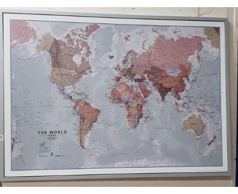 LARGE FRAMED WORLD MAP 