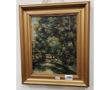 OIL ON CANVAS 'GATE IN FORREST' 