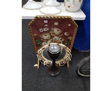 VINTAGE ASHTRAY, MIRROR AND FIRESCREEN 