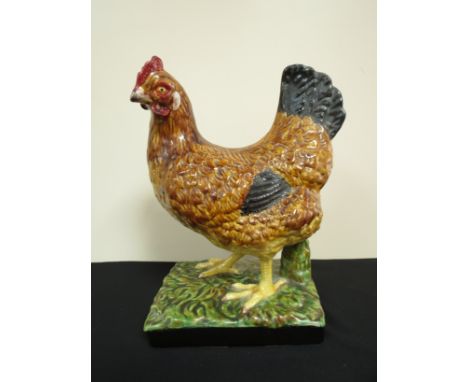 A late 20th Century ceramic chicken, 39cm tall and chicken lidded tureen (2)