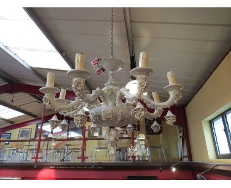 A Capodimonte ceramic electrolier with eight branches  