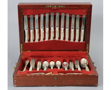 A service of American Sterling flatware &amp; cutlery by Gorham, of flower-head &amp; scroll design, comprising: twelve table