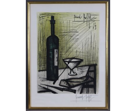 BERNARD BUFFET (1928-1999, by &amp; after). Bread &amp; Wine on a table top; coloured lithograph; signed &amp; dated ’64 in t