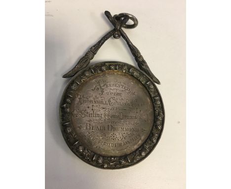 Victorian HM silver Annual curling trophy/medal to the Thornhill curling club.gifted by C Stirling Home Drummond Esq of Blair