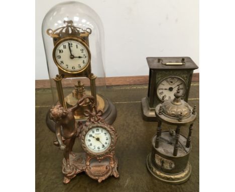 Four vintage clocks to inc mantle, Anniversary and table clocks, A/F.