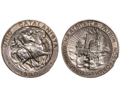 † Foreign Coins, Spain, Catalonia, Unió Catalanista, a silver striking of the gold pattern 100-pesetas, 1900, Barcelona mint,