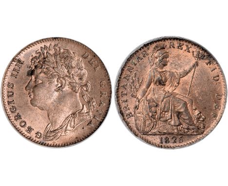 British Coins, George IV, farthing, 1825, laur. head l., rev. Britannia std. r., with shield and trident (S.3822), certified 