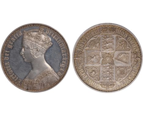 British Coins, Victoria, proof crown, 1847, UNDECIMO, plain, edge, struck en médaille, M over inverted M in DOM, ‘Gothic’ bus