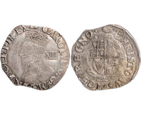 British Coins, Charles I, shilling, Tower mint, group D, type 3a, mm. tun (1636-1638), crowned fourth bust l., rev. round gar