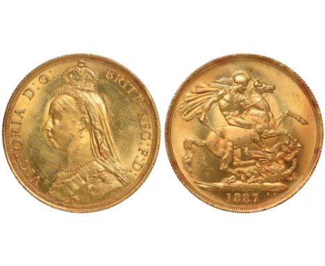 G British Coins, British Coins, Victoria, two pounds, 1887, ‘Jubilee’ bust l., rev. St. George and the dragon (S.3865), light