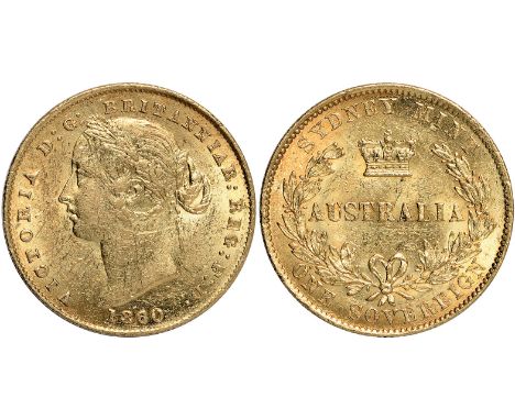 G Foreign Coins, Australia, Victoria, sovereign, 1860, Sydney mint, laur. head l., rev. AUSTRALIA within wreath, crown above 