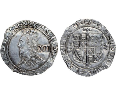 British Coins, Charles I, shilling, Tower mint, group F, type 4.4, mm. triangle in circle (1641-1643), sixth ‘Briot’s’ bust l