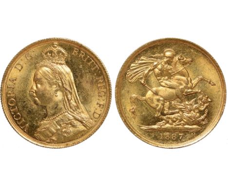 British Coins, Victoria, two pounds, 1887, ‘Jubilee’ bust l., rev. St. George and the dragon (S.3865), light scuffs, otherwis