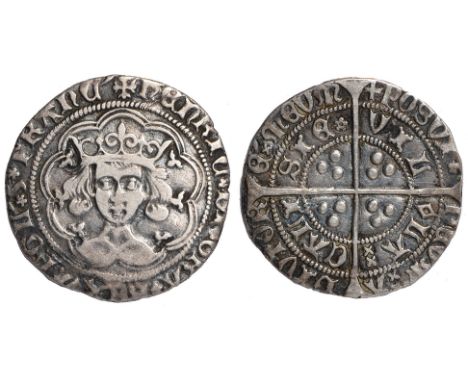 British Coins, Henry VI, rosette-mascle issue (1430-1431), groat, Calais, mascle before second L in VILLA (S.1859), very fine