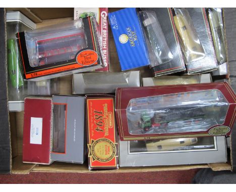 Sixteen Boxed/Cased Diecast Vehicles, by Matchbox, Atlas, E.F.E etc, mainly buses but also lorries plus a 'VW Kafer' 1/43 sca