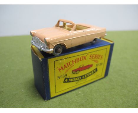 A Matchbox Moko Lesney 39A Ford Zodiac Convertible, pale peach body, light brown base/interior, small chips to paintwork note