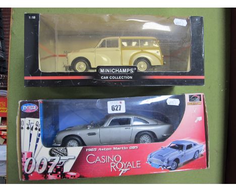 Two 1:18th Scale Diecast Model Vehicles, comprising of Minichamps Morris Minor Traveller, box poor, Joyride/ RC Ertle 1965 /A