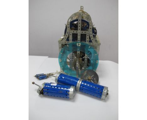 A Constructed Meccano Clock Kit, (unchecked for completeness of all components).