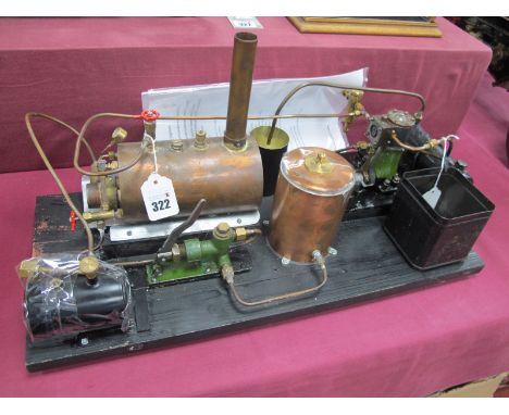 A Chiltern Models Live Steam Plant; Previously Used to Power a Model Steam Launch, comprising a 6 x 3.5 inch horizontal coppe