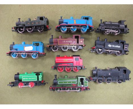 Ten 'OO' Gauge/4mm Unboxed Tank Steam Locomotives, two 0-4-0, seven 0-6-0; mainly Hornby but examples by Bachmann and Lima, a