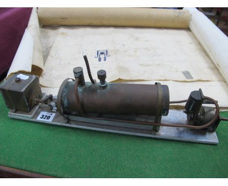 A Scratch Built Live Steam Mode Ship/Boat Powerplant/Engine, comprising of fuel tank, boiler and single cylinder engine, with