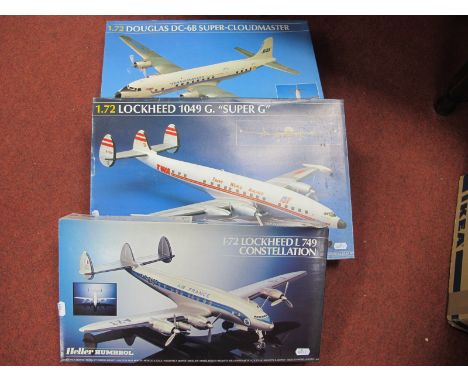 Three 1:72nd Scale Plastic Model Aircraft Kits, by Heller Humbrol comprising of Lockheed L749 Constellation, Lockheed 1049 G 