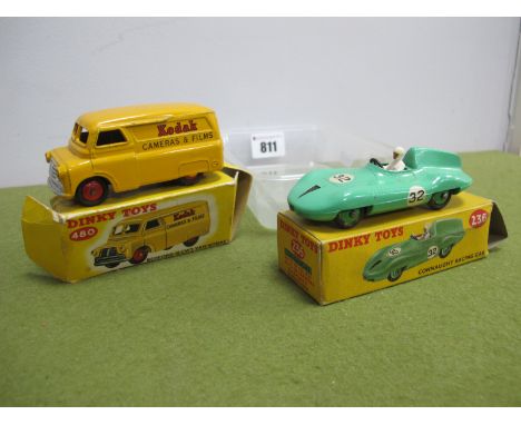 Two Boxed Dinky Toys Diecast Model Vehicles, comprising of #236 Connaught Racing Car, light green body No 32, one box end fla