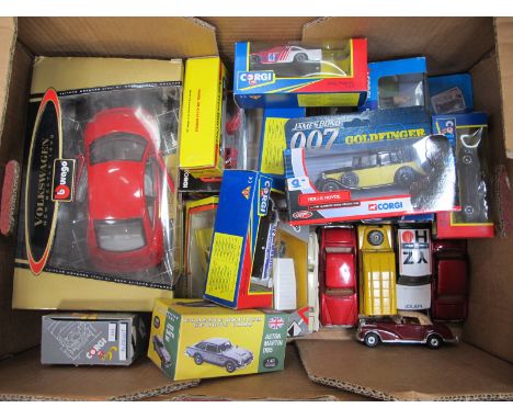 A Quantity of Boxed Diecast Model Vehicles, by Corgi, Burago, Atlas Editions, Lledo, including Burago 1:18 Volkswagen New Bee