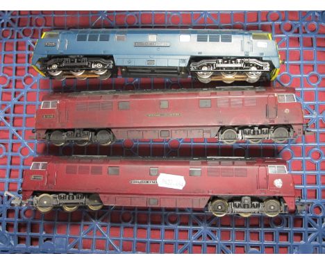 Three 'OO' Gauge/4mm Unboxed Class 52 Co-Co Diesel Locomotives, two Lima 'Western Crusader' BR maroon R/No's D100 and D1016, 