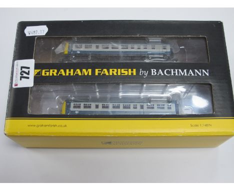 A Graham Farish 'N' Gauge  #371-511 Class 101 Three Car DMU, in BR blue and grey, boxed.